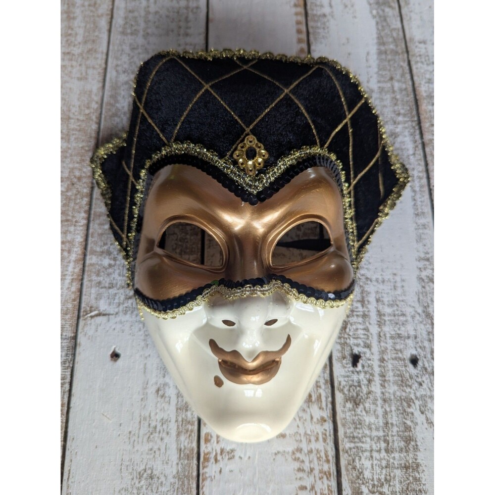 Black Gold Tricorn Masquerade Headpiece Hard Adult Halloween New Year Party Mask